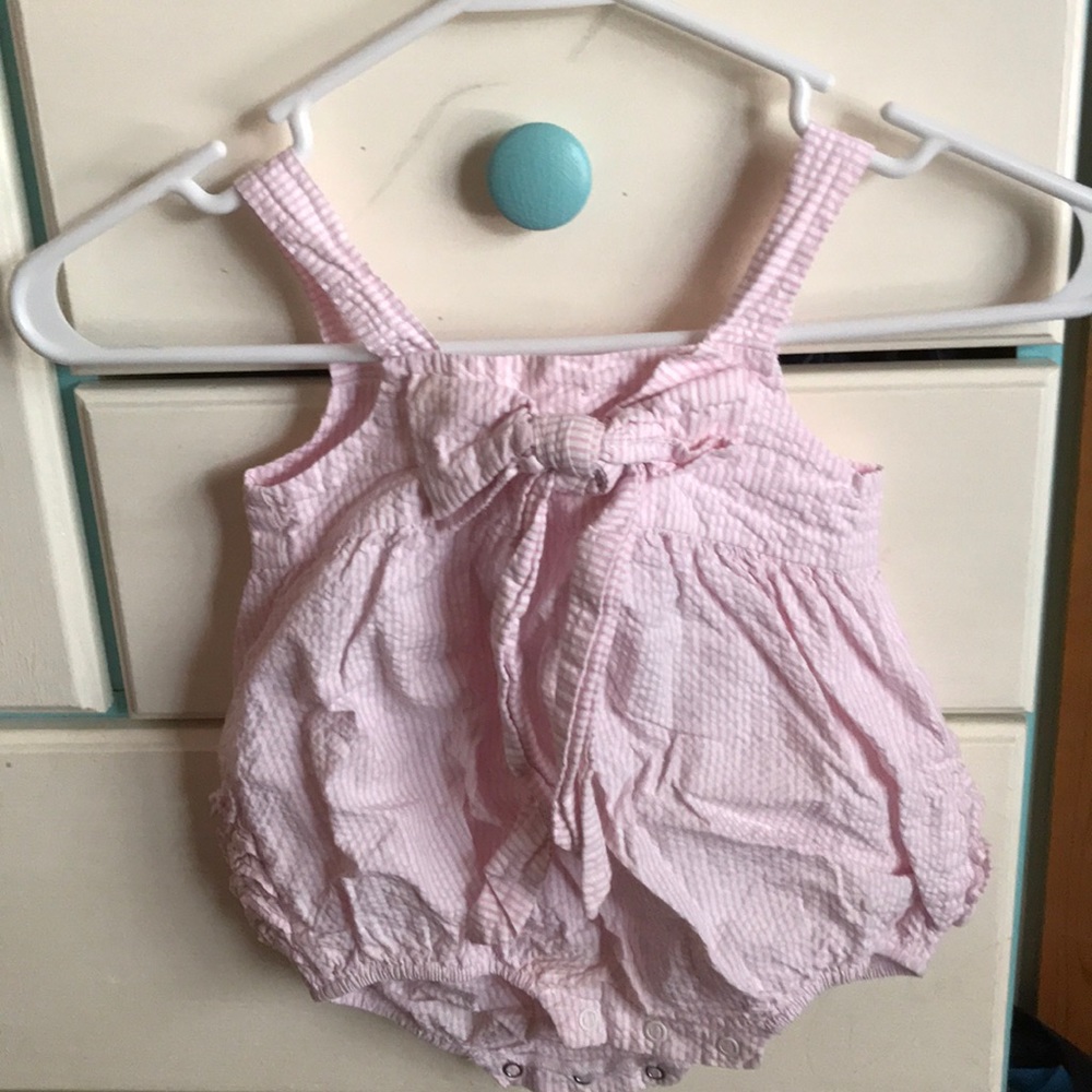 Pink striped bubble onesie
